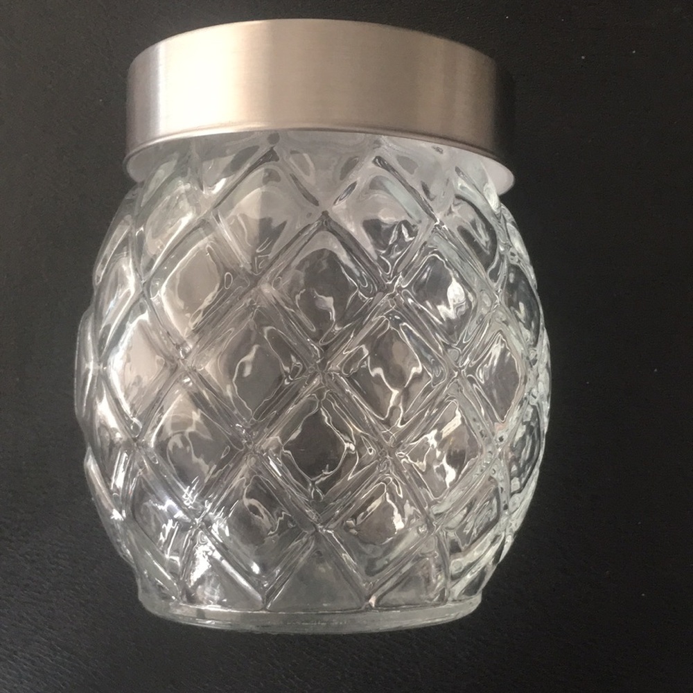 Vintage Glass Candy Jar Diamond Cut Clear Crystal Biscuit Apothecary Aluminum Li